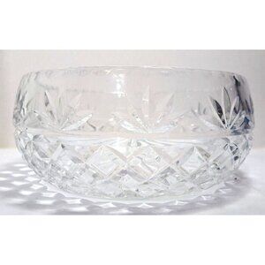 Unbranded Lead Crystal Bowl 7.5" Diameter Pressed Glass Starburst Base